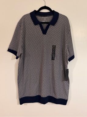 Shaquille O'Neal XLG Big & Tall Mens Blue Arrow Short Sleeve Polo Shirt